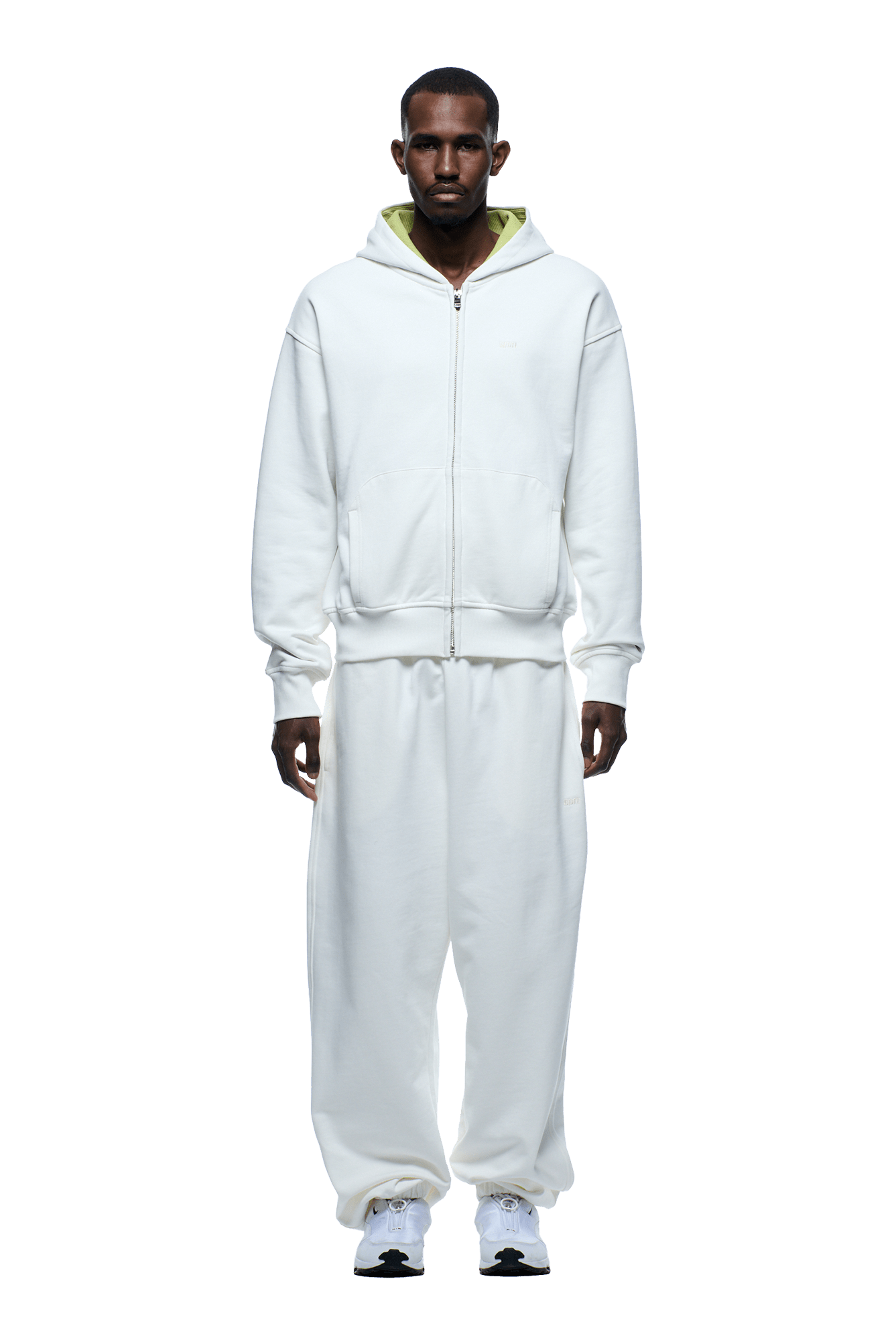 Kapuzenpulli mit Waffelfutter und Reißverschluss, Kokosweiß