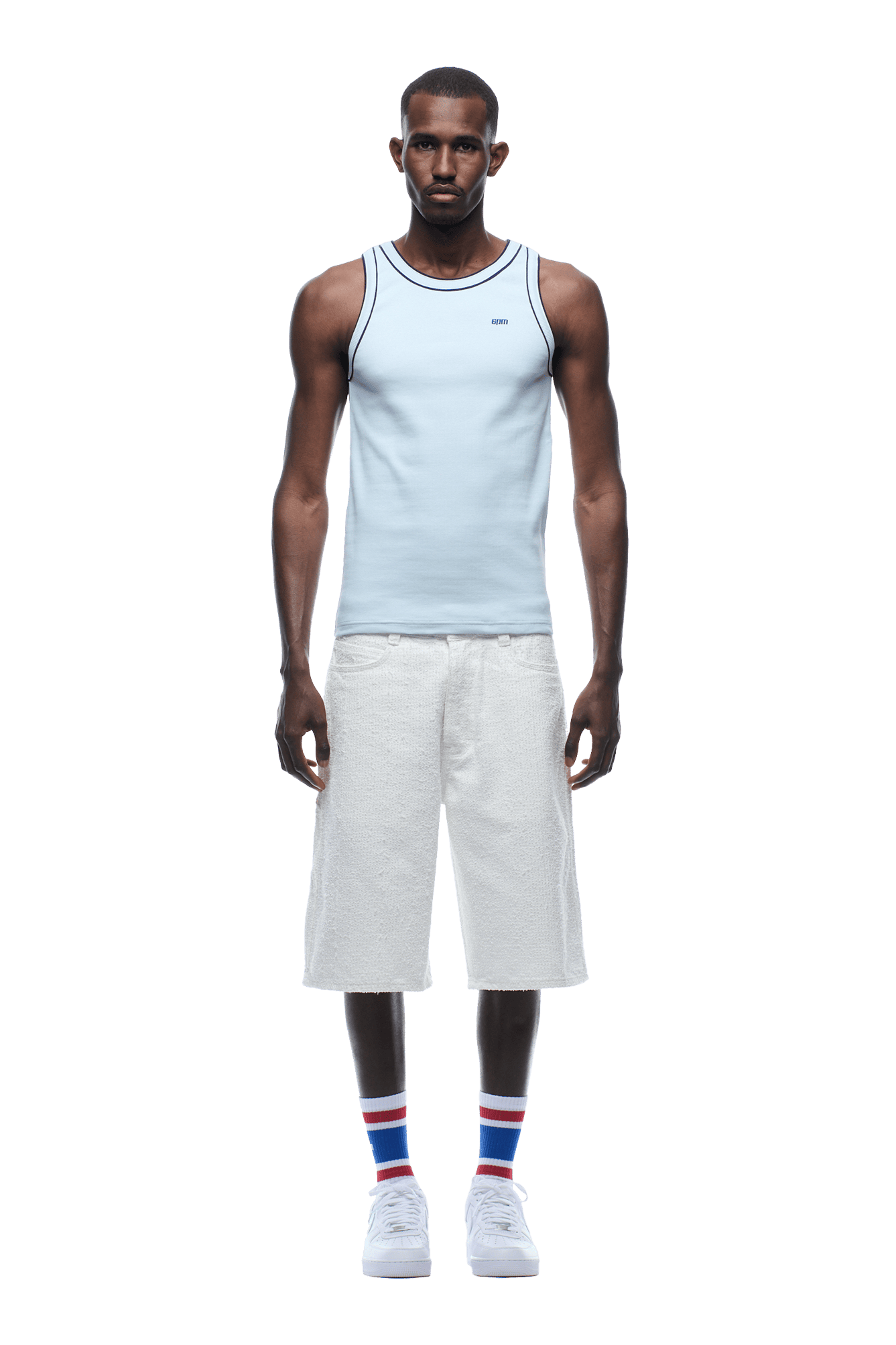 Tanktop in Babyblau/Weiß