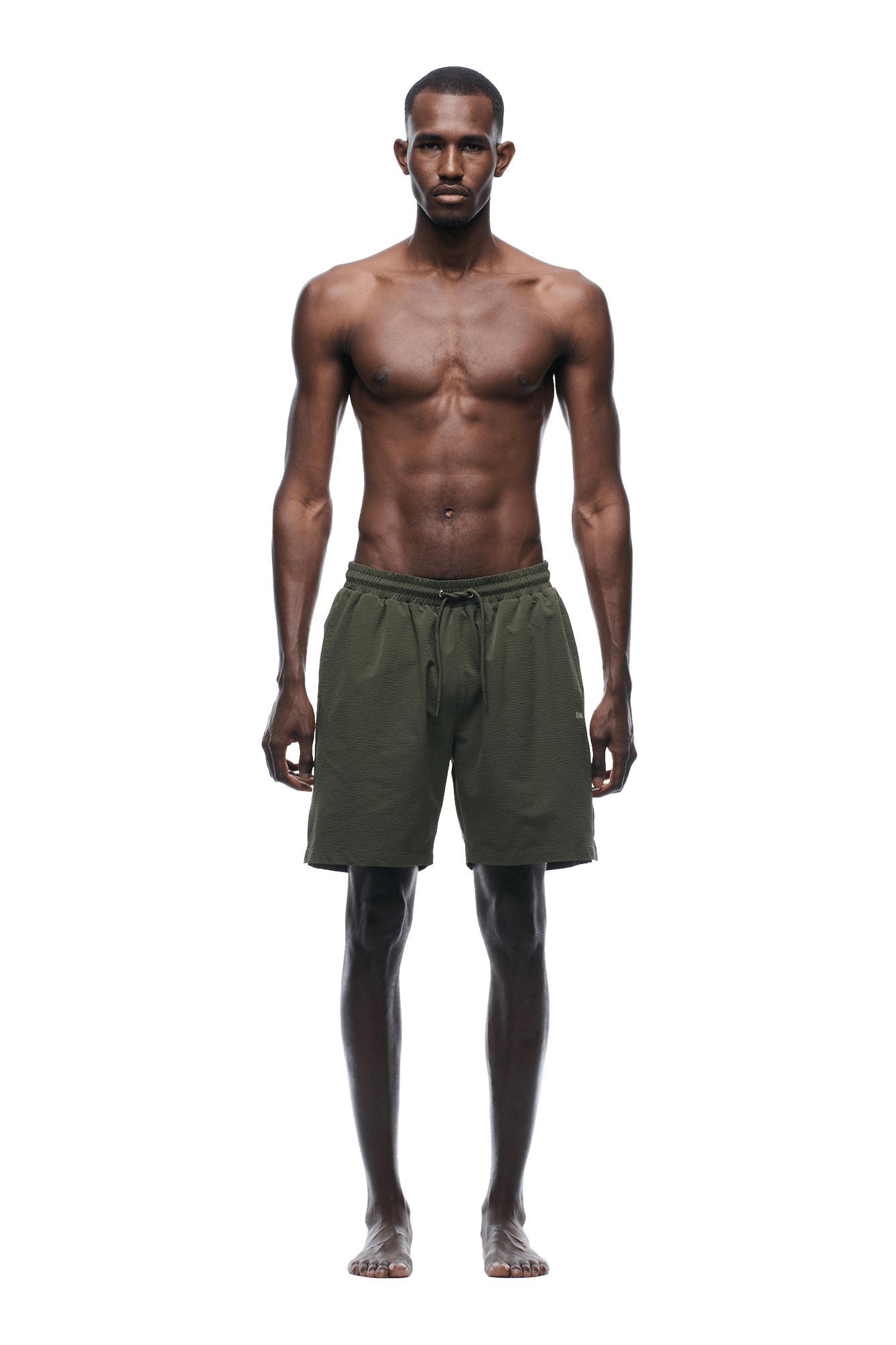 SEERSUCKER BADESHORTS OLIVE