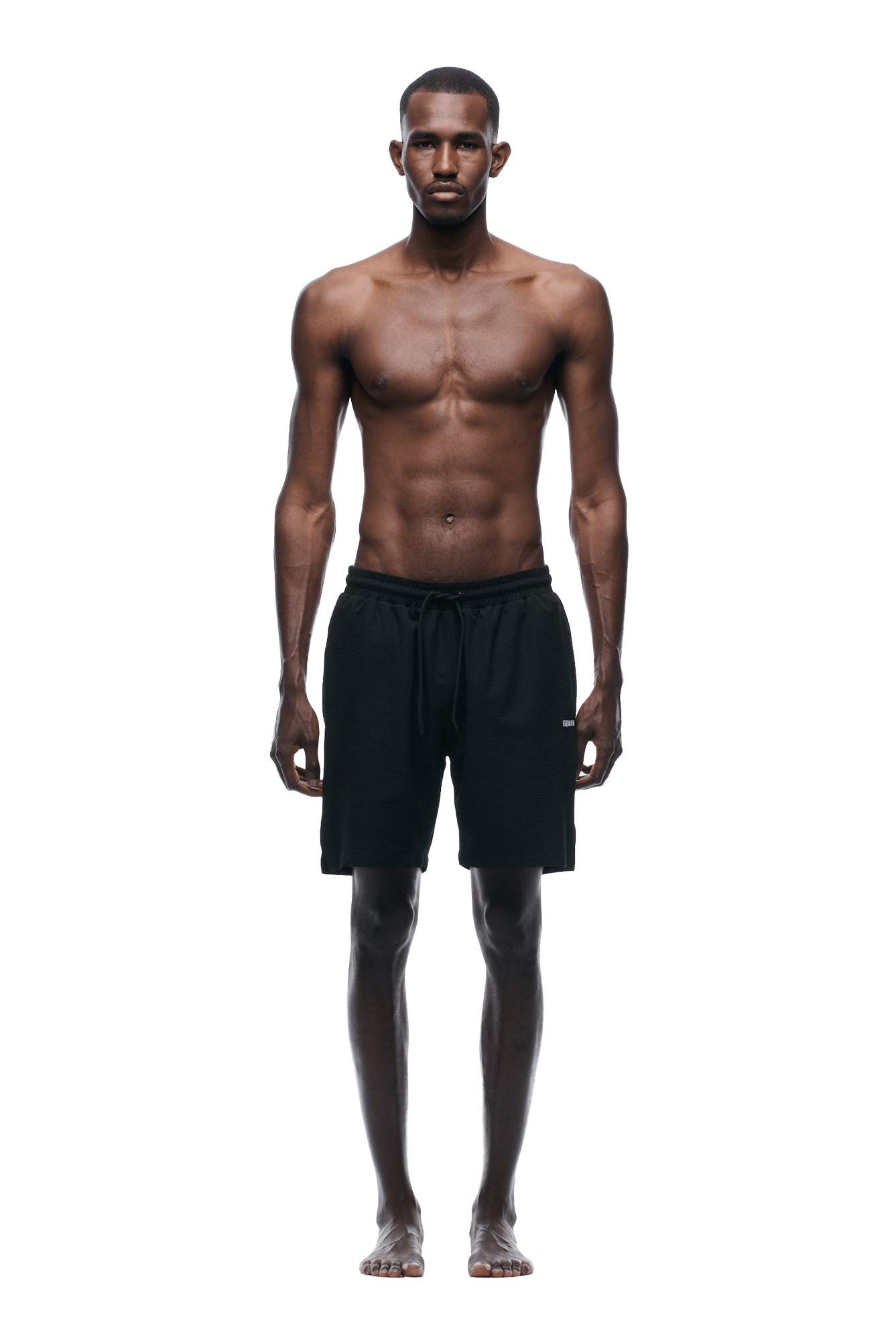 SEERSUCKER BADESHORTS SCHWARZ