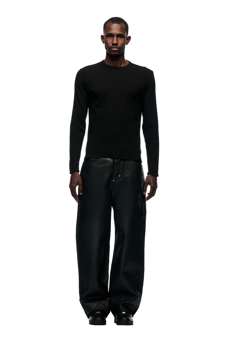 6PM+ GERIPPTES LANGJACKE SCHWARZ