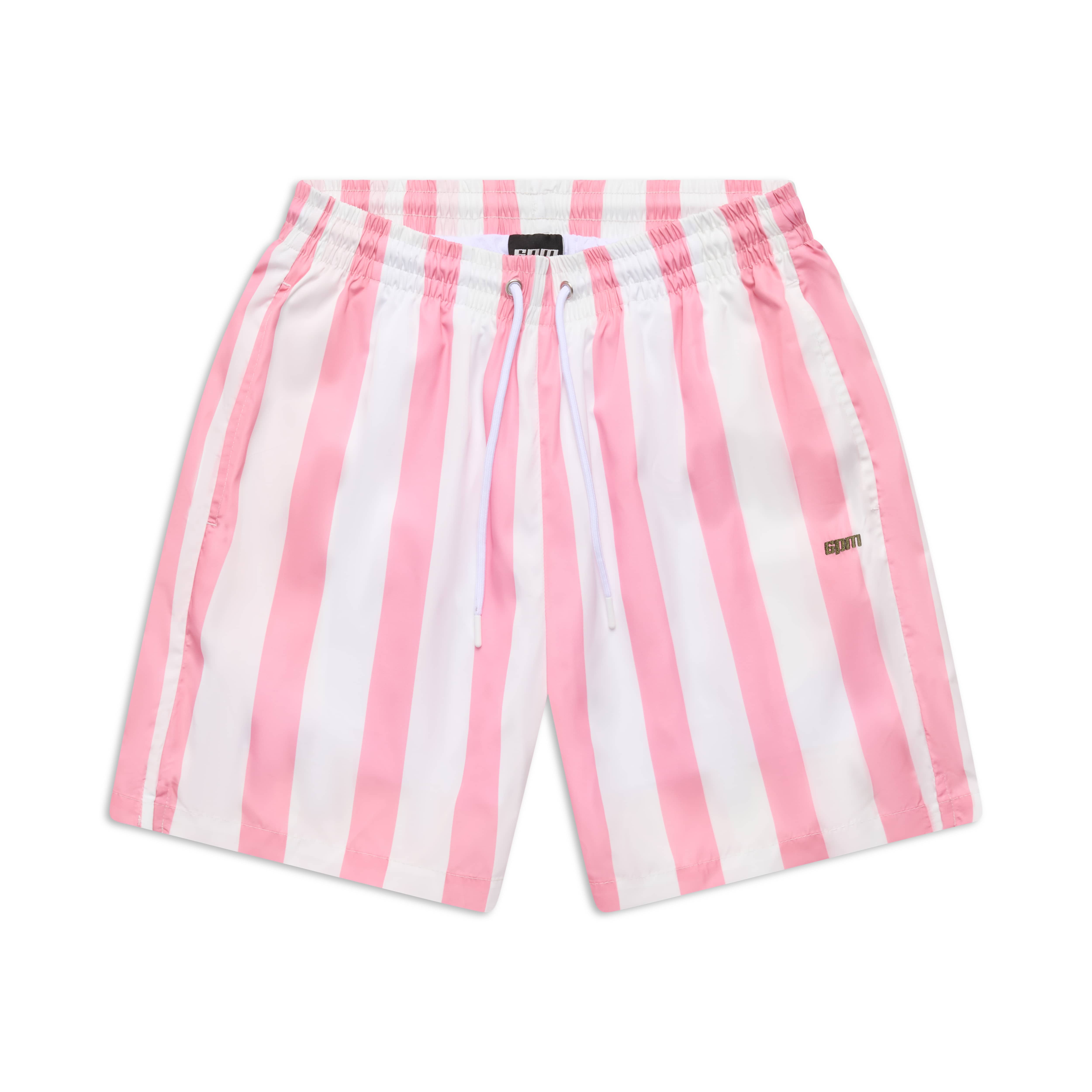 Gestreifte Badeshorts, weiß/rosa
