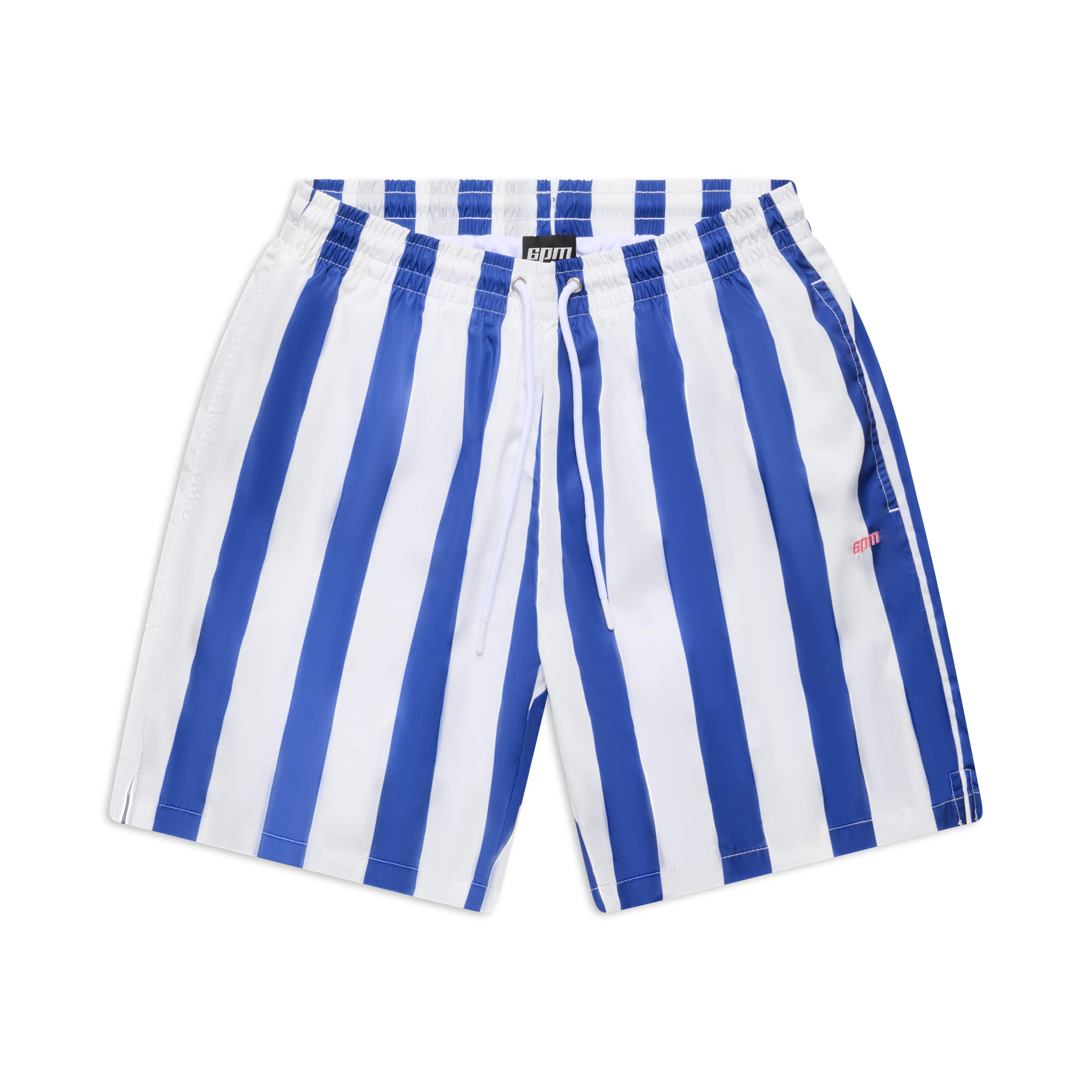 Gestreifte Badeshorts, weiß/marineblau