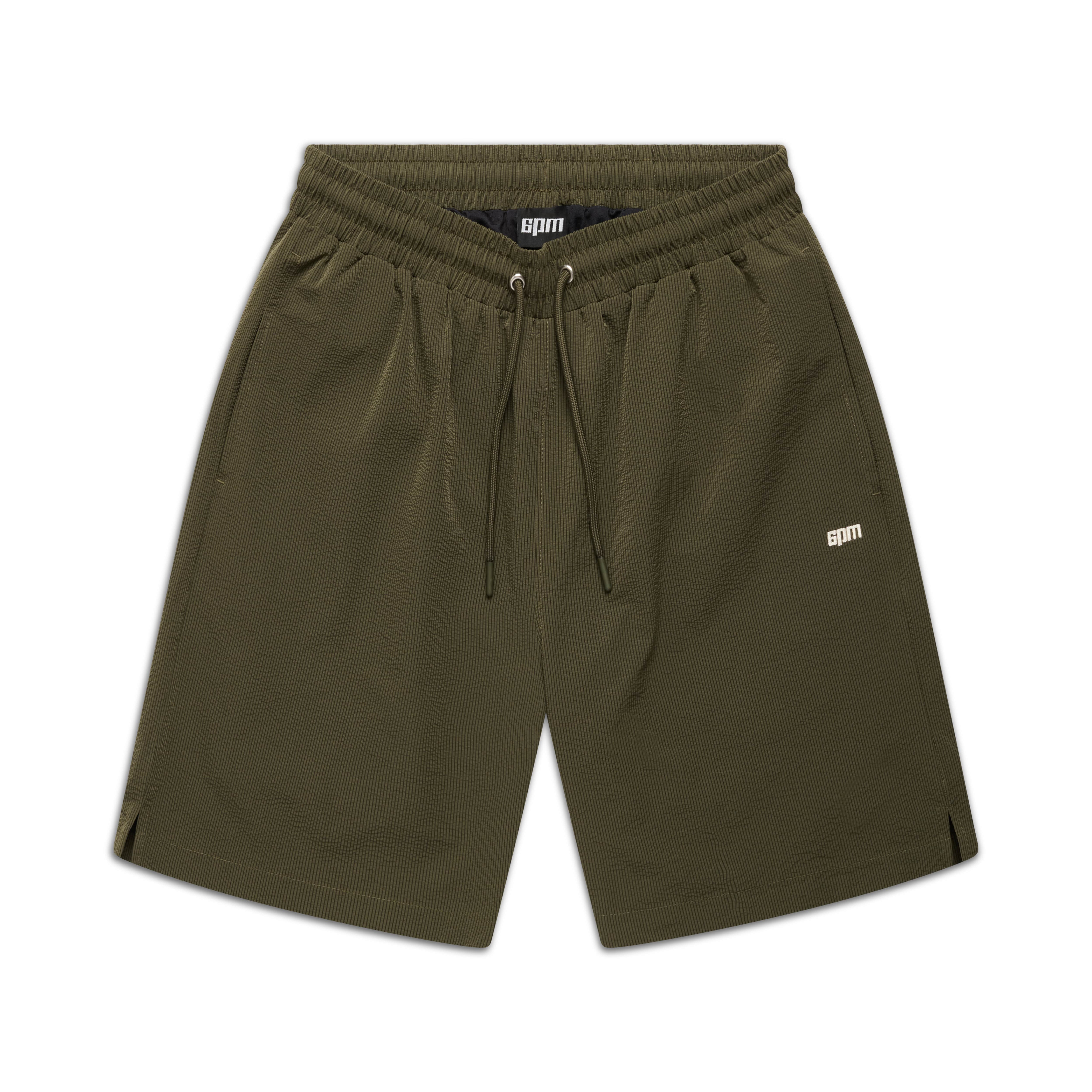 SEERSUCKER BADESHORTS OLIVE
