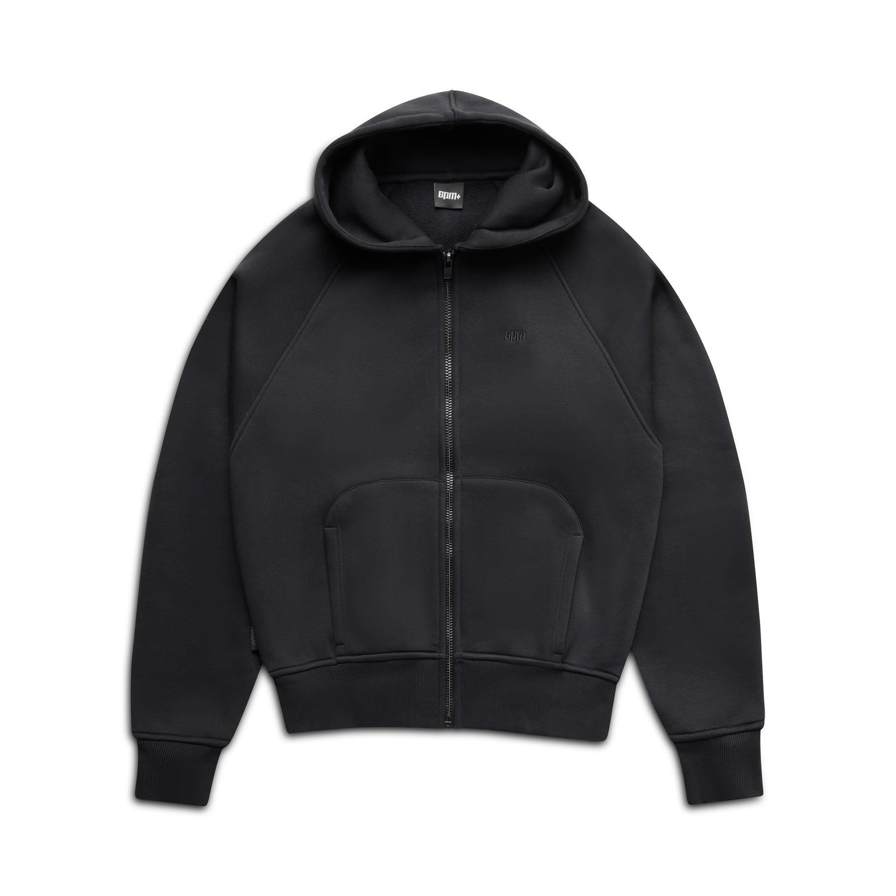6PM+ SLIM ZIP HOODIE VERFASERTES SCHWARZ