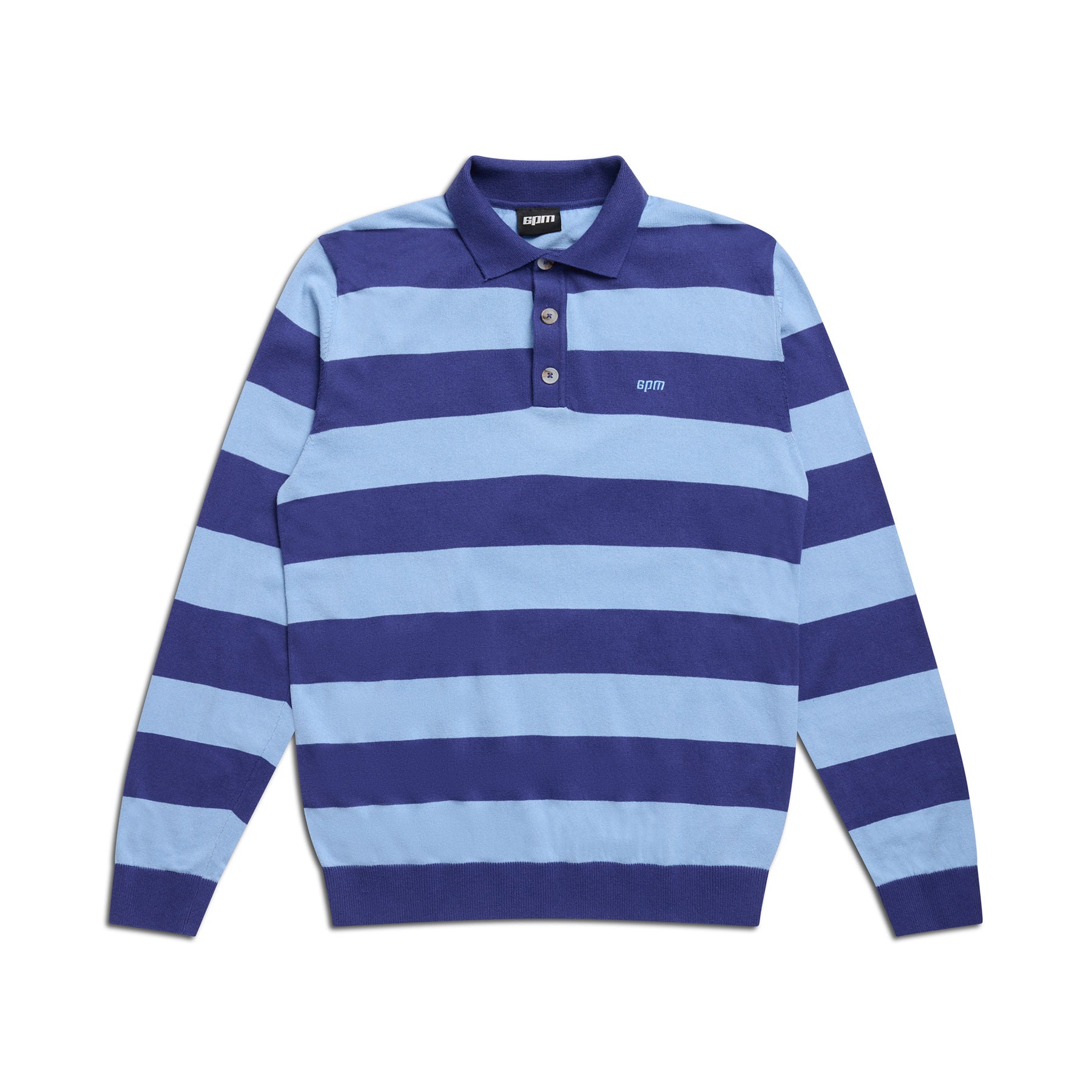 LS STRIPED POLO BLUE